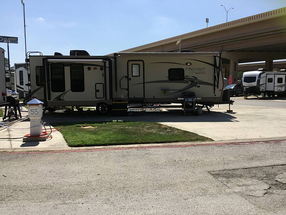 A travel trailer with slide outs