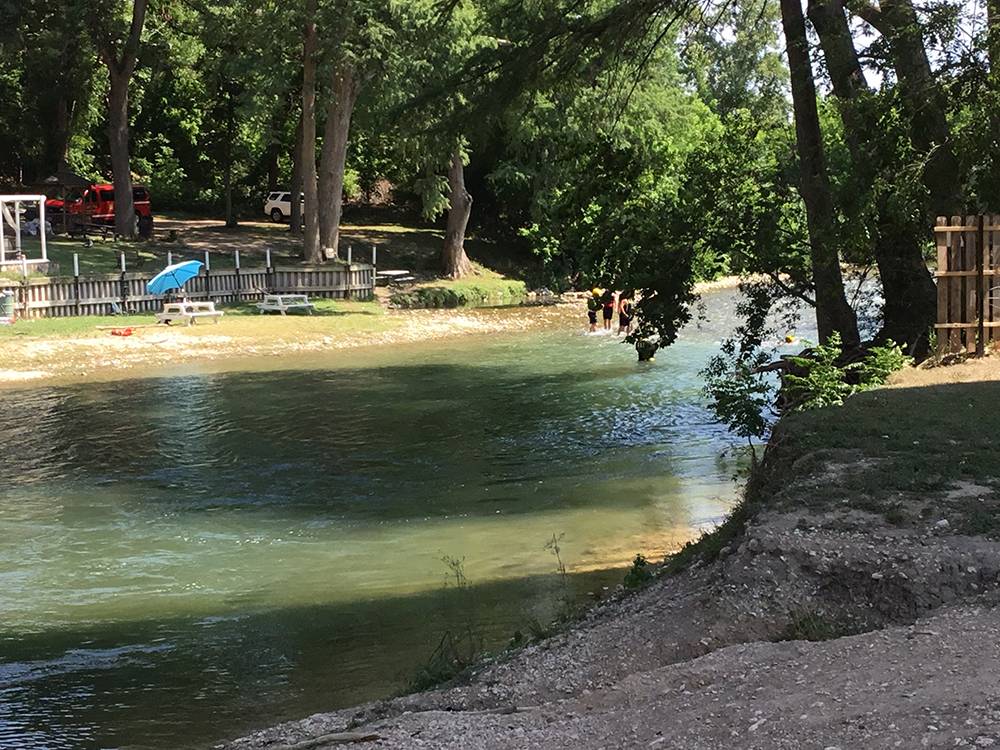 People wading in the river