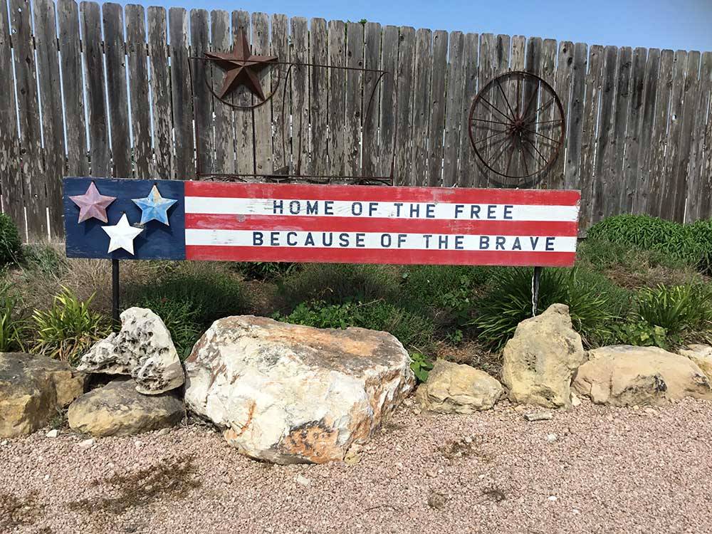 A home of the free sign at EAST VIEW RV RANCH