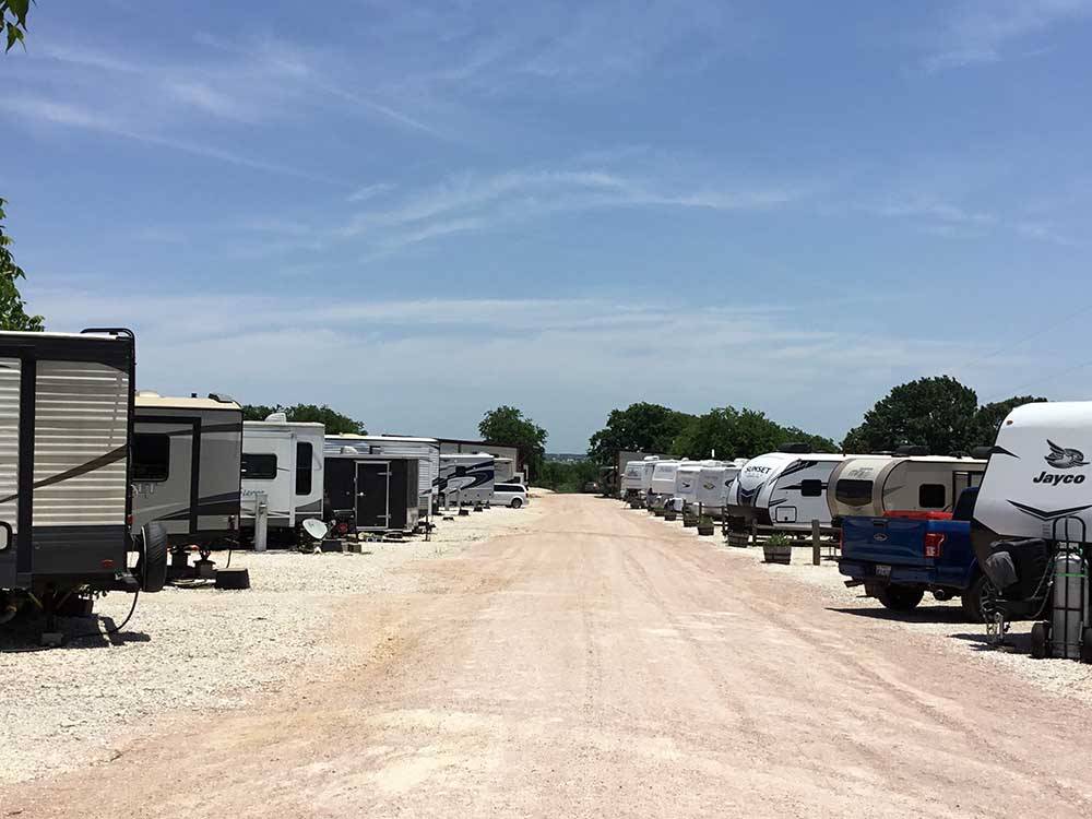 The road between RV sites at EAST VIEW RV RANCH
