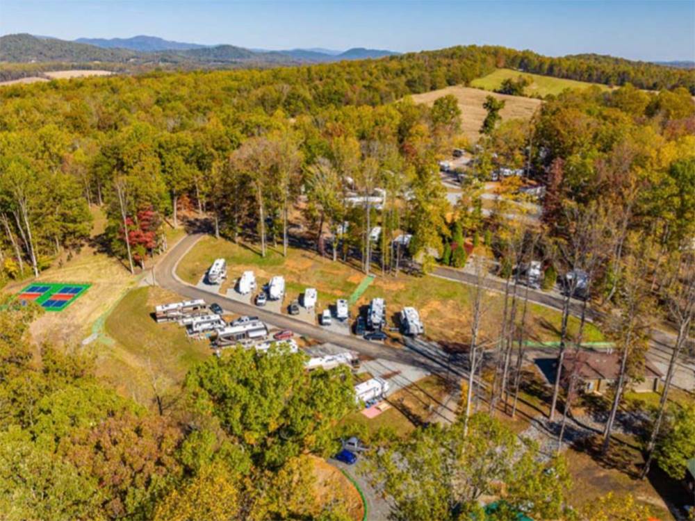 Aerial view at Madison Vines RV Resort & Cottages