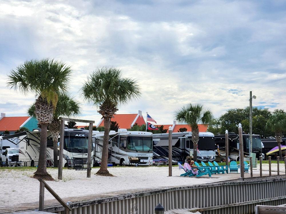 RVs parked within steps to the marina at PERDIDO KEY RV RESORT