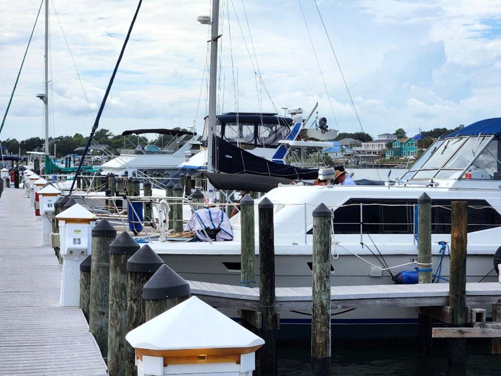 Boats docked at the marina at PERDIDO KEY RV RESORT