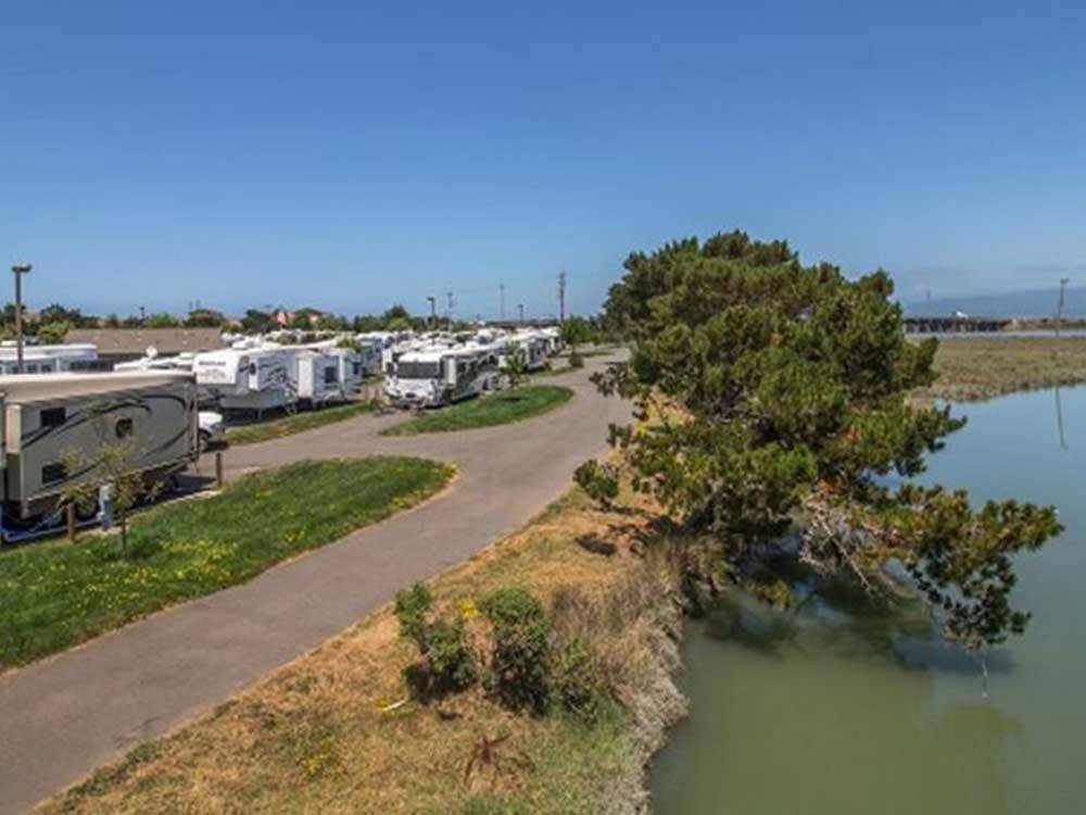 RV sites by the water at SHORELINE RV PARK