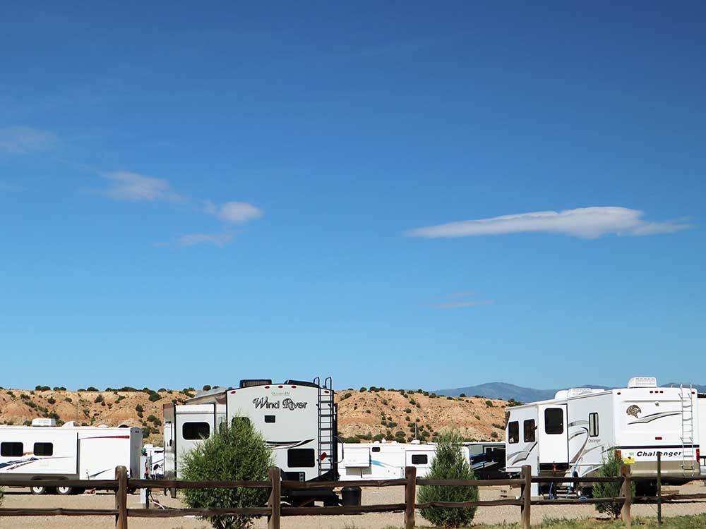 Trailers parked on-site at ROADRUNNER RV PARK