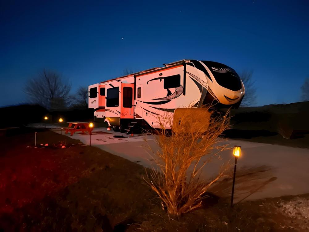 Parked trailer at site Alice Springs RV Park & Resort