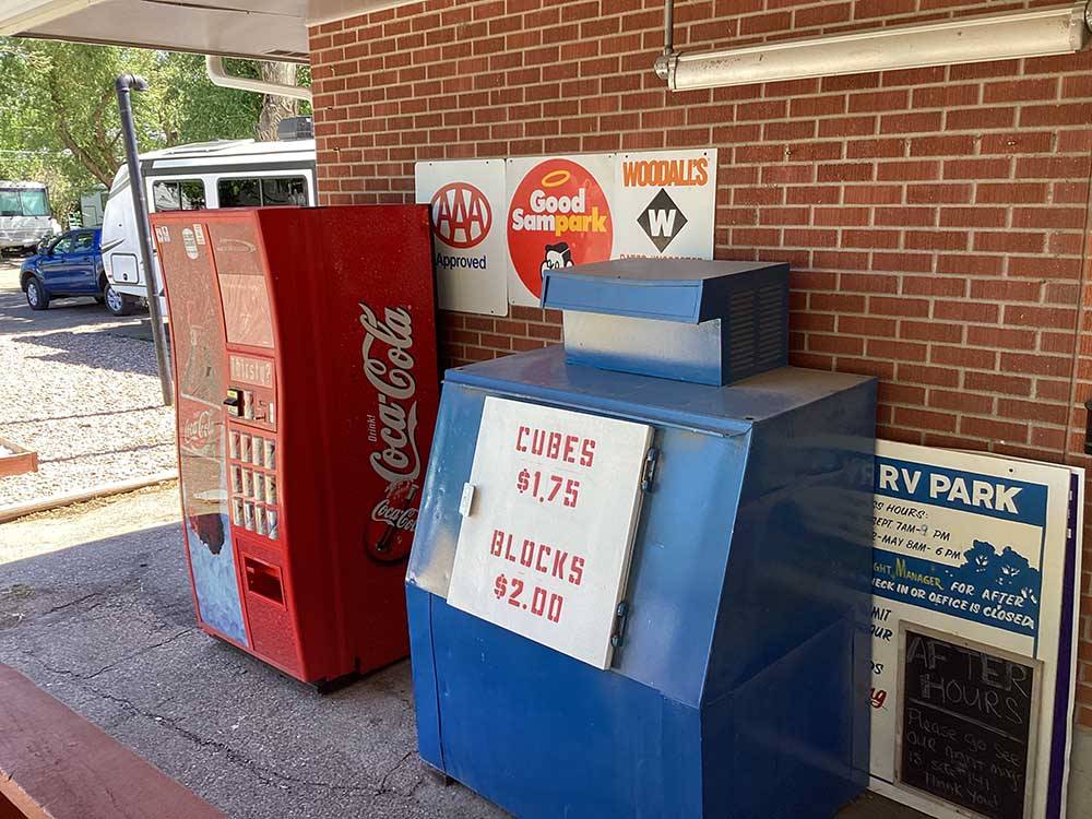 An ice box and soda machine at GREAT FALLS RV PARK