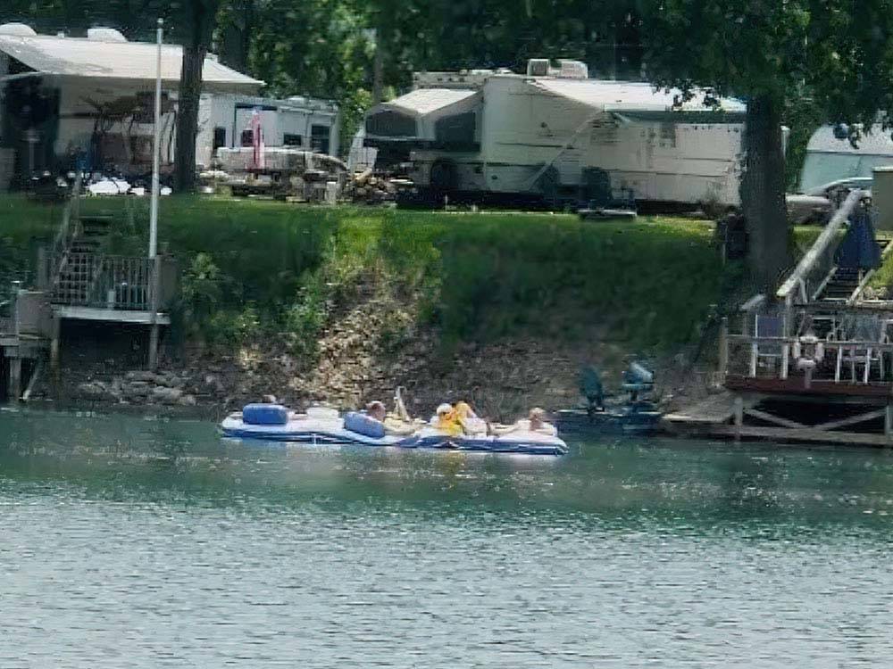 Paddle boats on the water at LAKEVIEW RV PARK