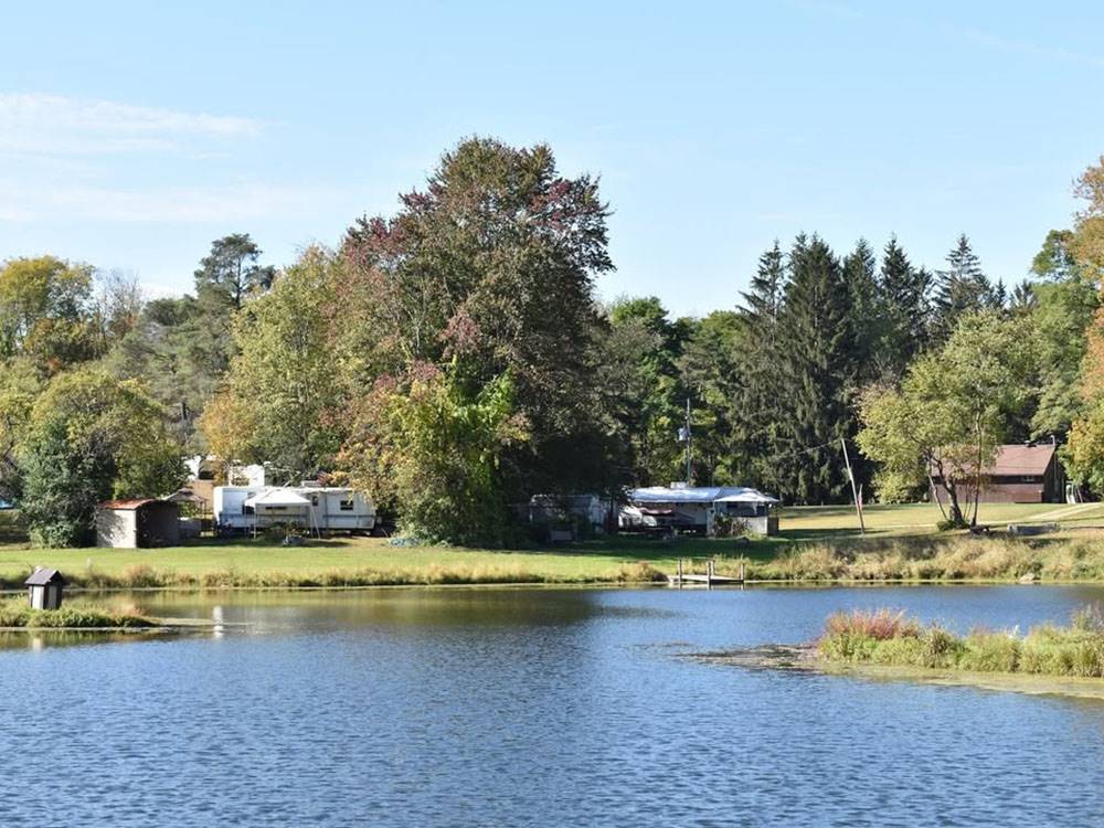 Parked RV near pond