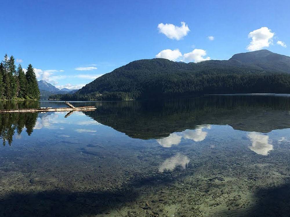 Lake with clouds in lake reflection
