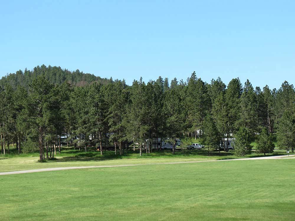 Golf course overlooking campground at RAFTER J BAR RANCH CAMPING RESORT
