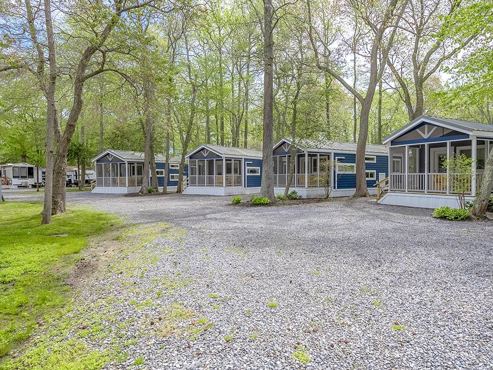 A row of rental cabins at SUN OUTDOORS CAPE MAY