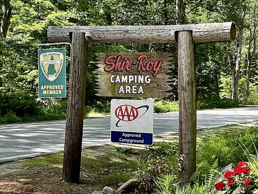 The front entrance sign at SHIR-ROY CAMPING AREA
