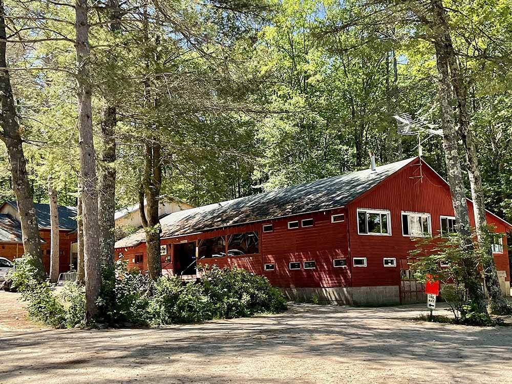 The red main building at SHIR-ROY CAMPING AREA