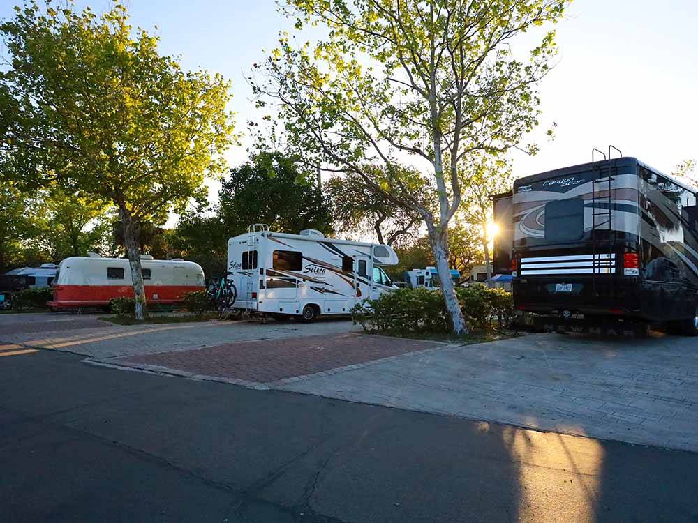 A row of paved RV sites at CAMPING ON THE GULF