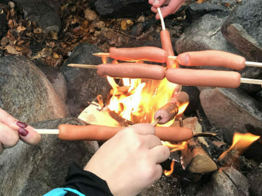 Roasting hotdogs