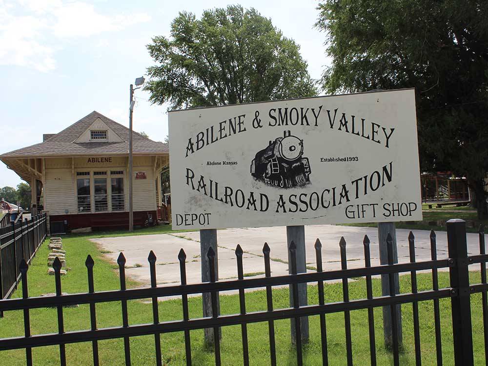 Building of the Abilene and Smoky Valley Railroad Association at COVERED WAGON RV RESORT