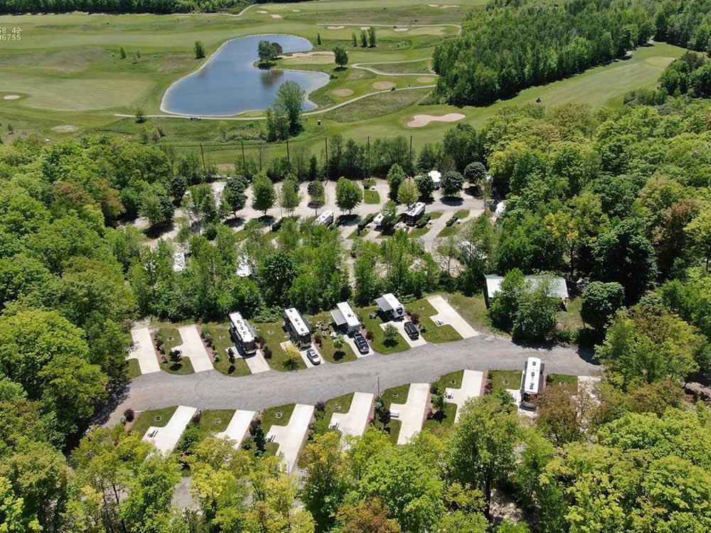 An aerial view of the campground at HTR DOOR COUNTY