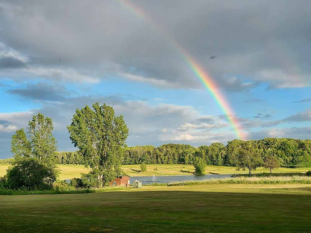 A rainbow over the pond at HTR DOOR COUNTY