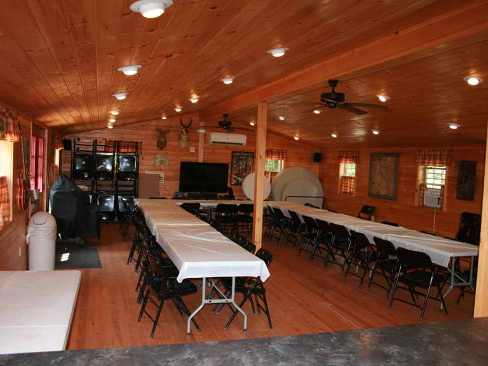 Inside of the recreation hall at PIONEER CAMPGROUND