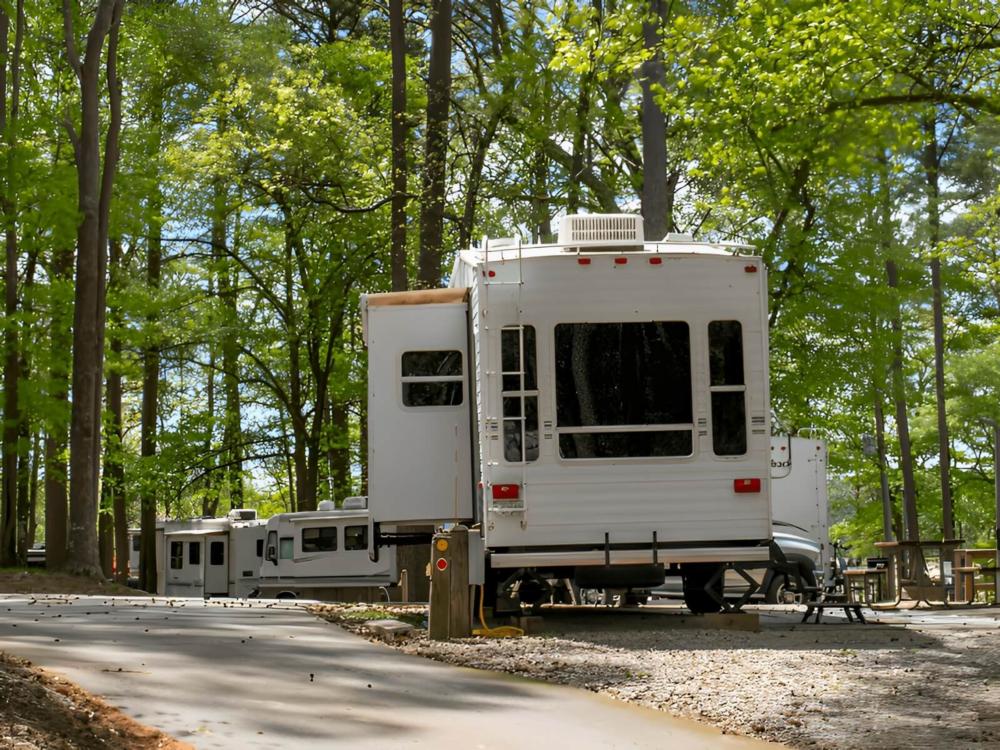 Parked RV's at site Bobby Brown