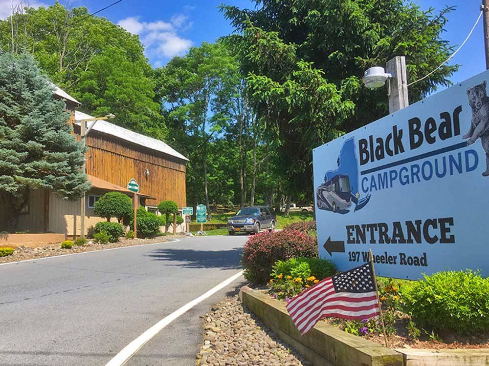 The front entrance sign at BLACK BEAR CAMPGROUND