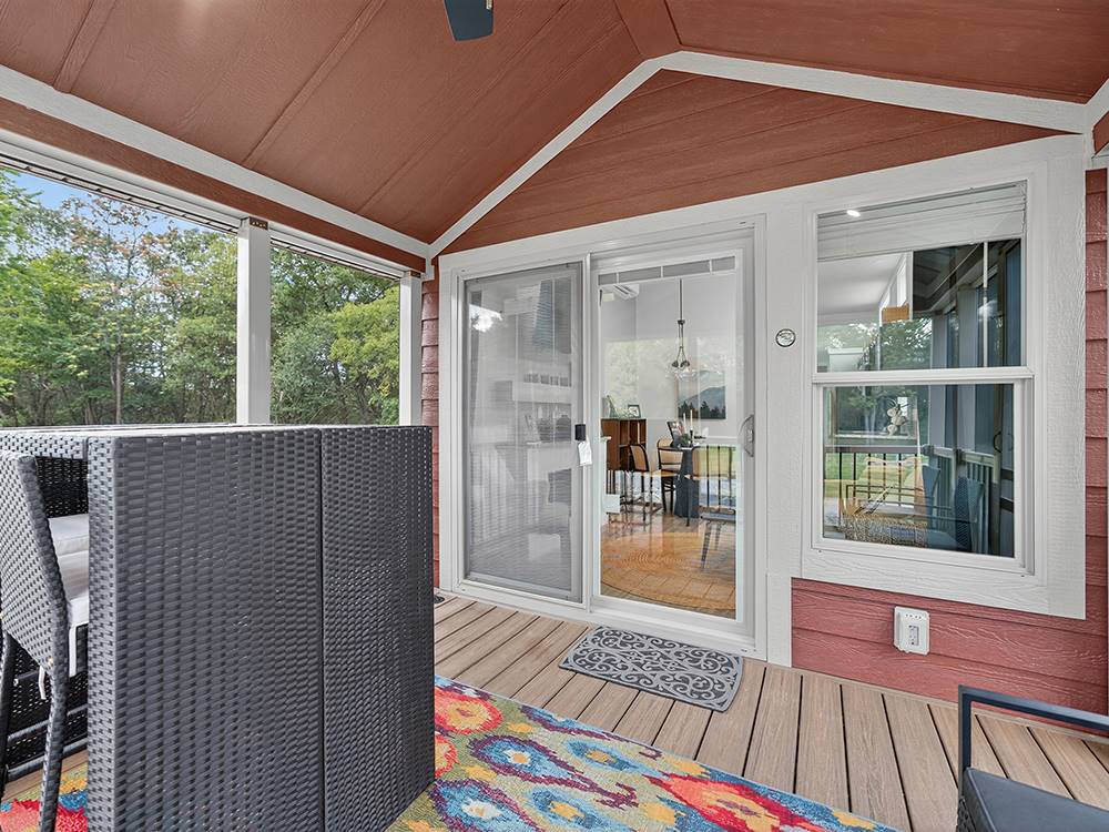 A peek inside a park model from the porch