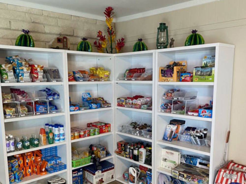 Campground store interior shelves at Black Canyon Campground