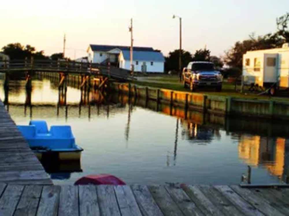 A paddle boat on the dock at HATTERAS SANDS CAMPGROUND