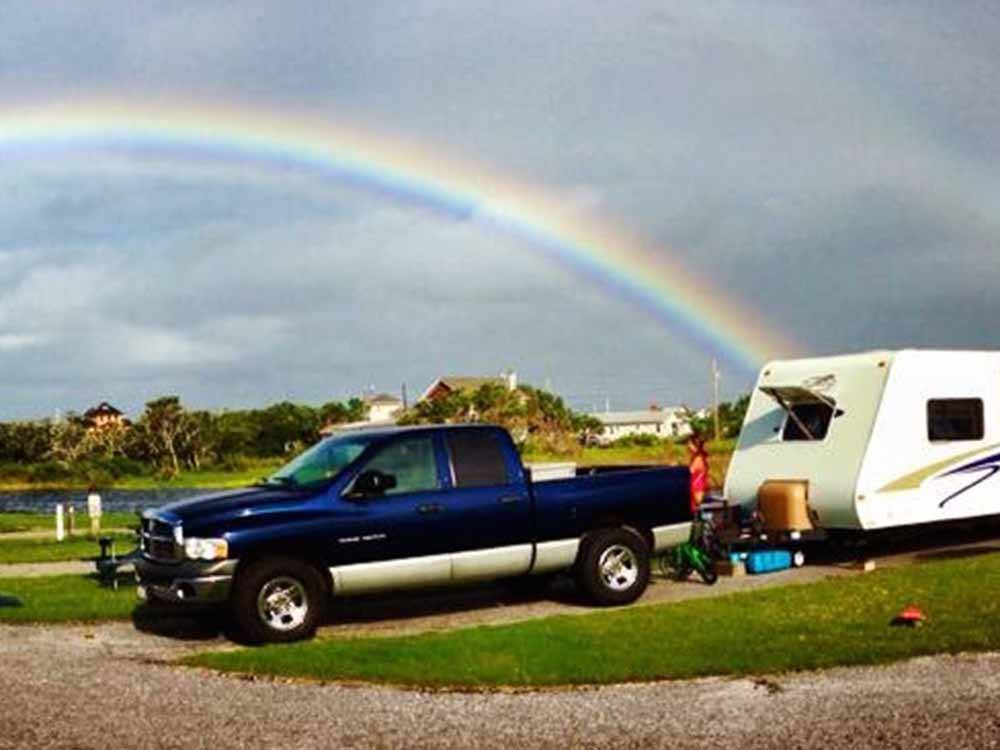 A rainbow over the campsites at HATTERAS SANDS CAMPGROUND