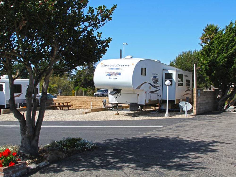 A fifth wheel at a site