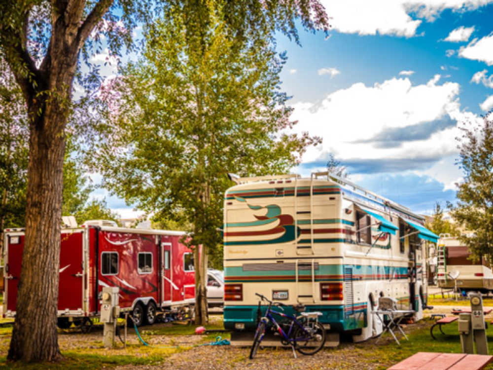 RVs in grassy sites at Mesa Campground