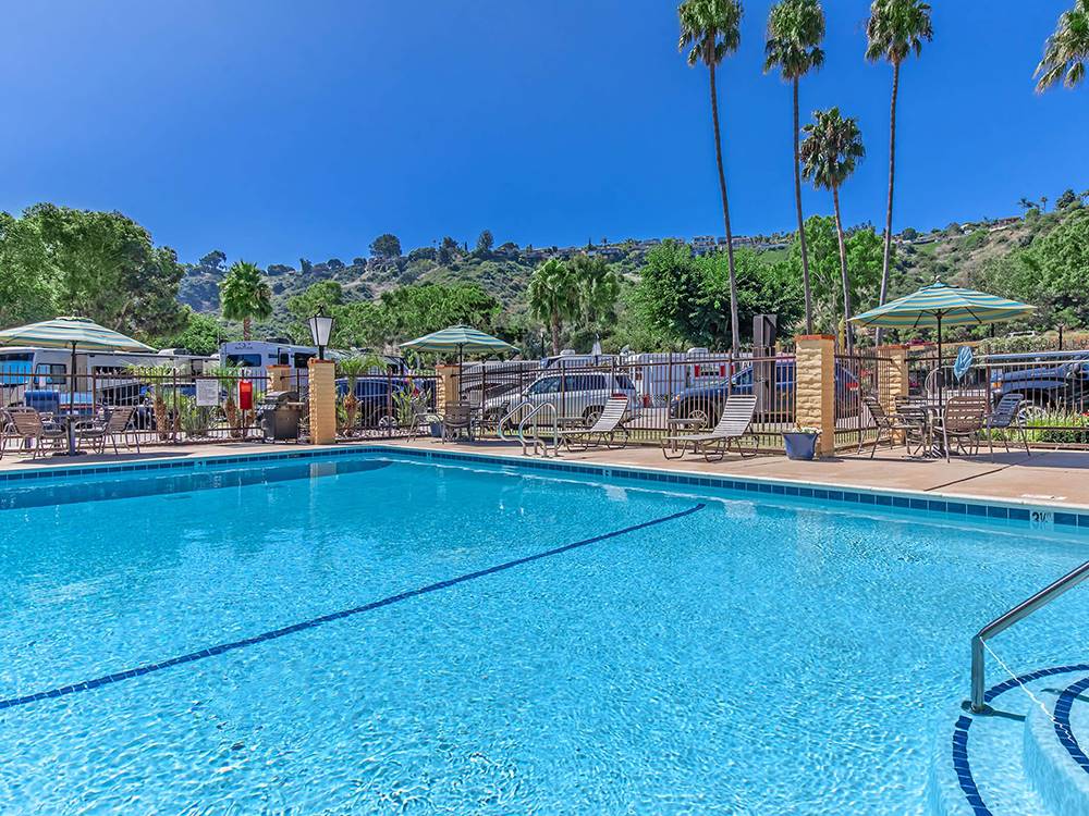 Pool with hills in background