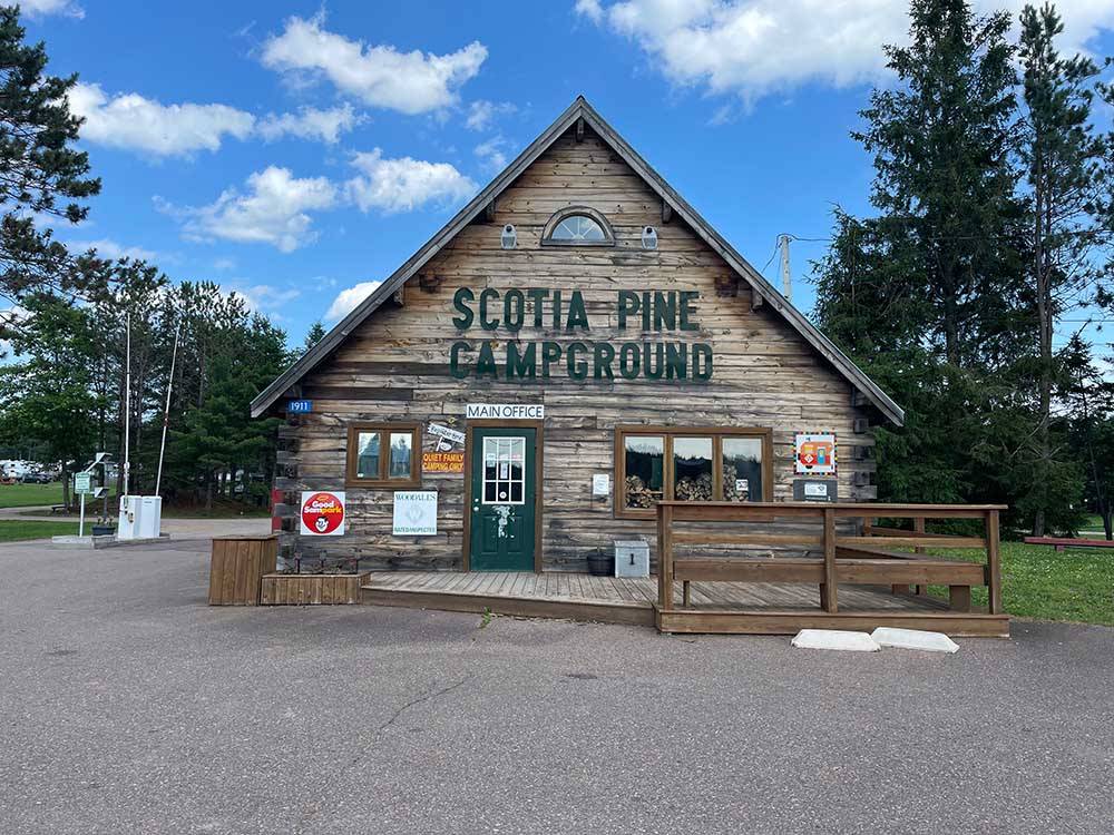 The front of the office building at SCOTIA PINE CAMPGROUND