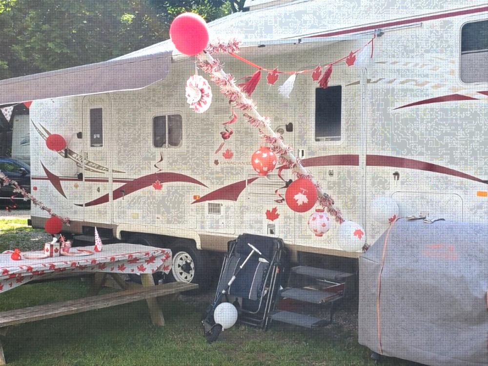 Parked trailer at site Willow Lake Campground & RV Park