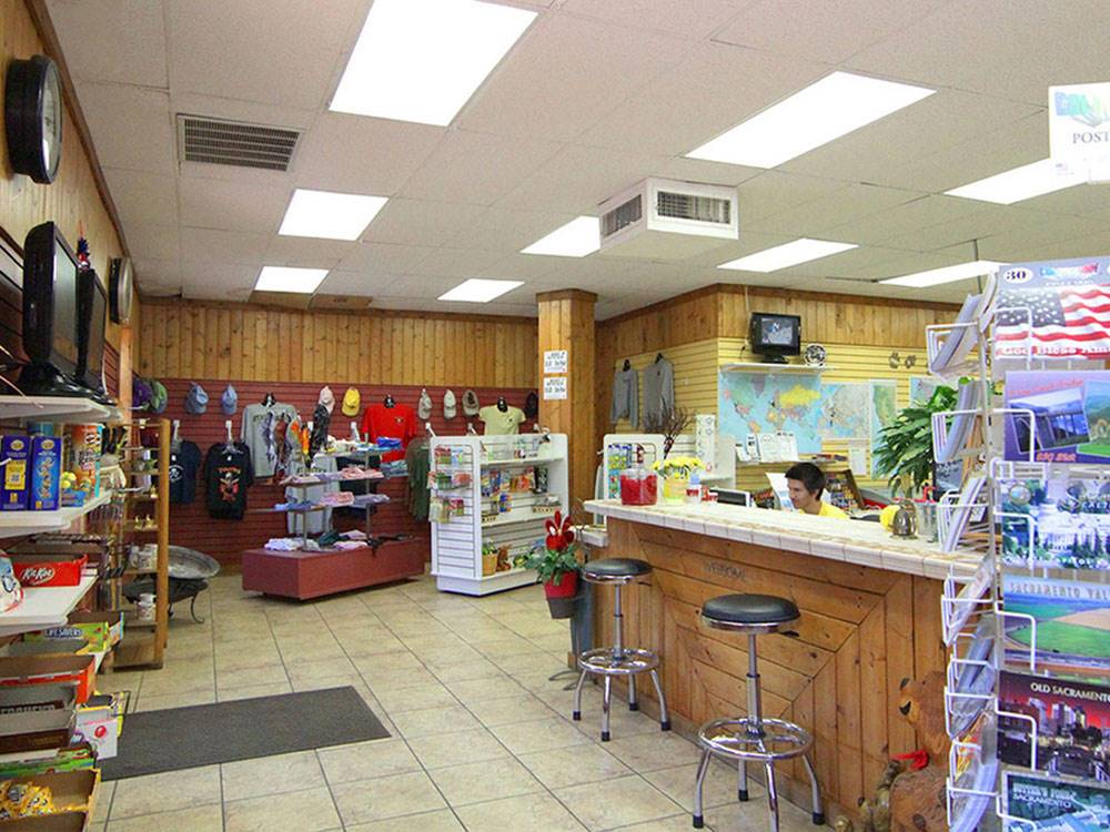 General store stocked with various camping equipment at SAC-WEST RV PARK AND CAMPGROUND