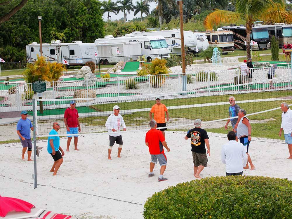 Men playing volleyball at ENCORE MIAMI EVERGLADES