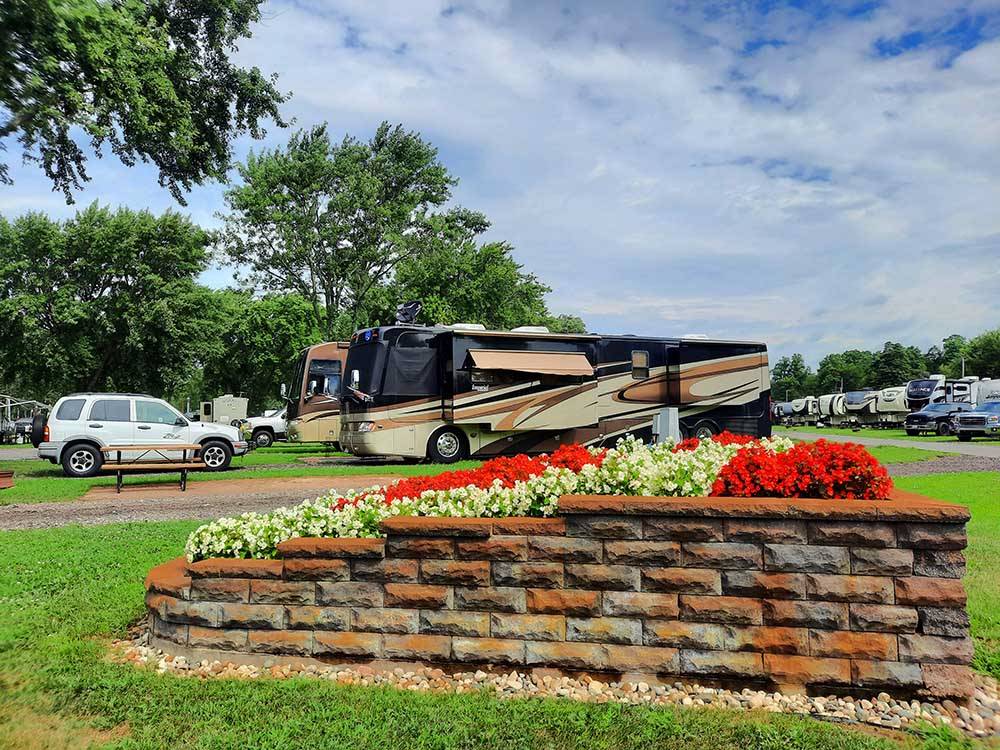 Flowers near RV sites at ELKHART CAMPGROUND