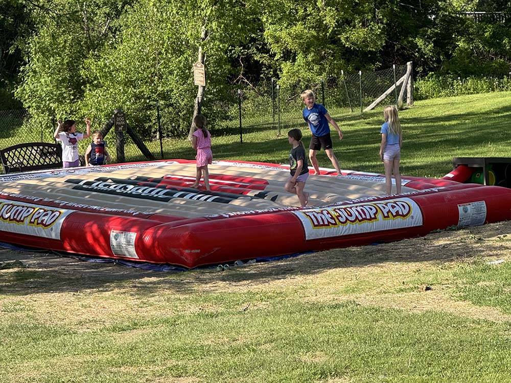 A large inflated jump pad