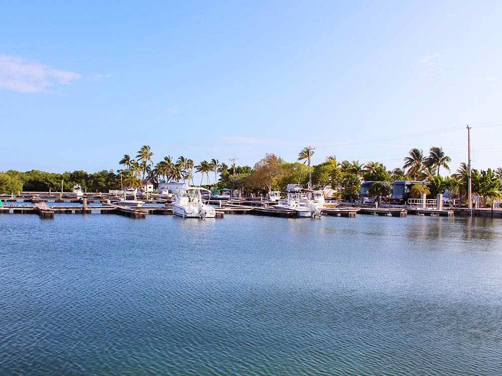 Boats docked in the harbor at ENCORE SUNSHINE KEY