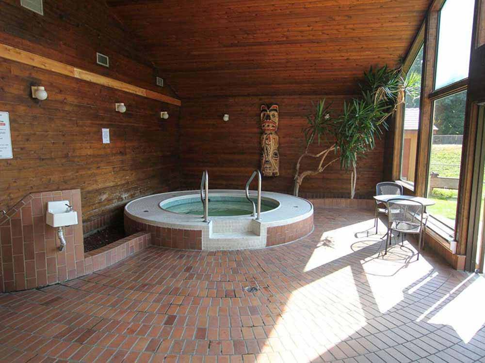 The covered outdoor hot tub at CAPILANO RIVER RV PARK