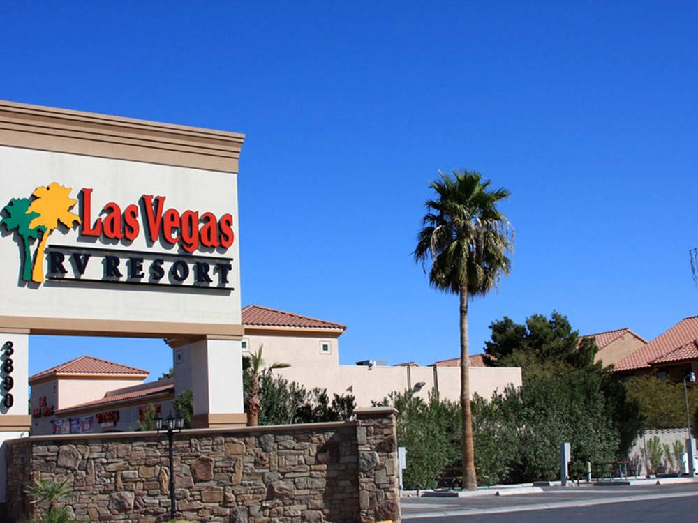 Sign at entrance to RV park at LAS VEGAS RV RESORT