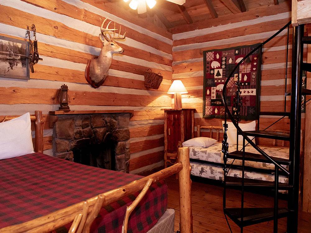 A bedroom in a cabin