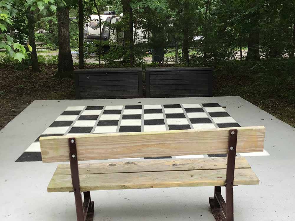 The oversized checkerboard at PRINCE WILLIAM FOREST RV CAMPGROUND