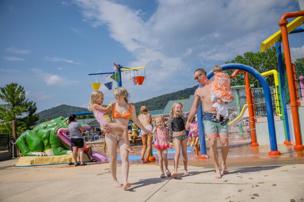 A family at the water park