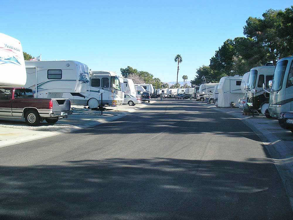 Trailers and RVs camping at ENCORE PALM SPRINGS OASIS