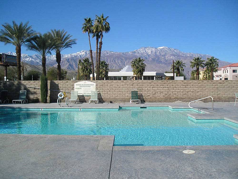 Swimming pool at campground at ENCORE PALM SPRINGS OASIS