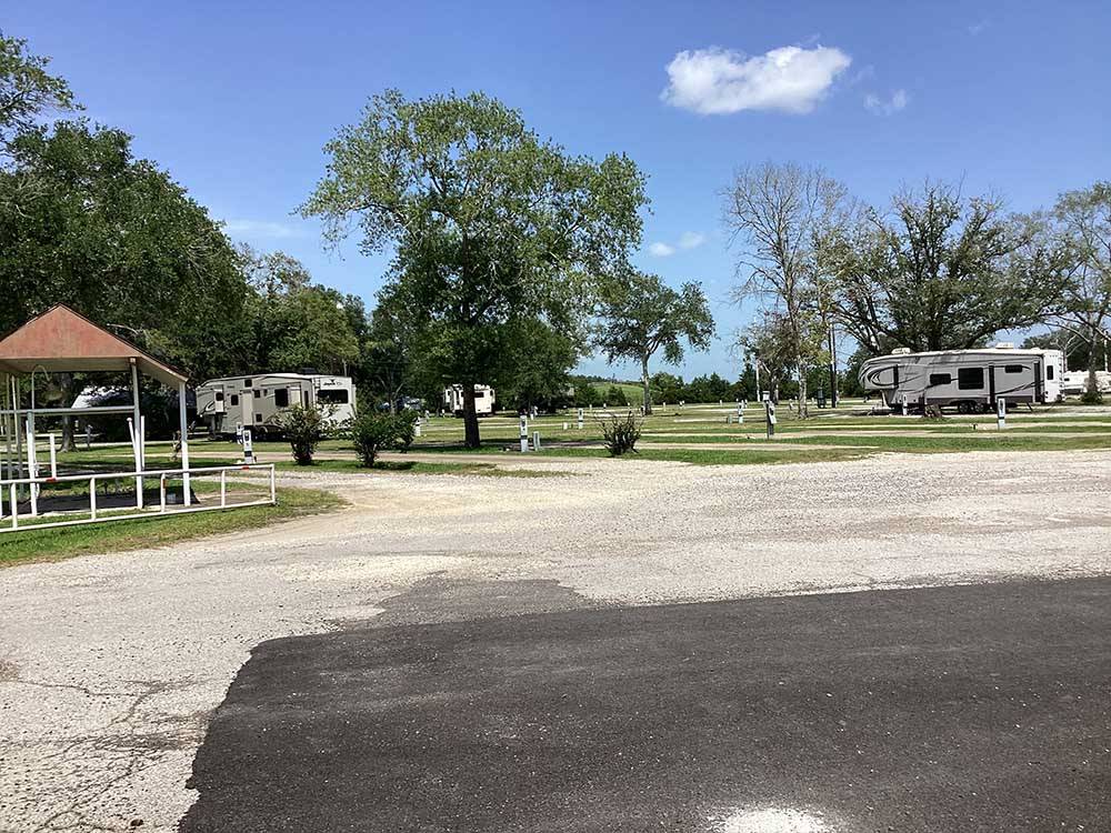 A view of the RV gravel sites at Vinton RV Park