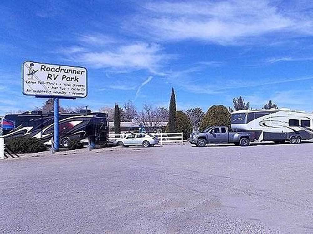 Motorhomes pulling into the front entrance at ROADRUNNER RV PARK OF DEMING