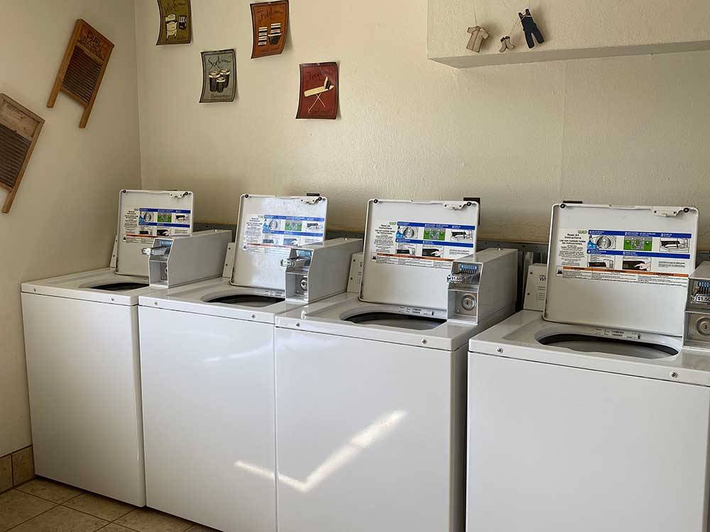 A line of washing machines at ROADRUNNER RV PARK OF DEMING